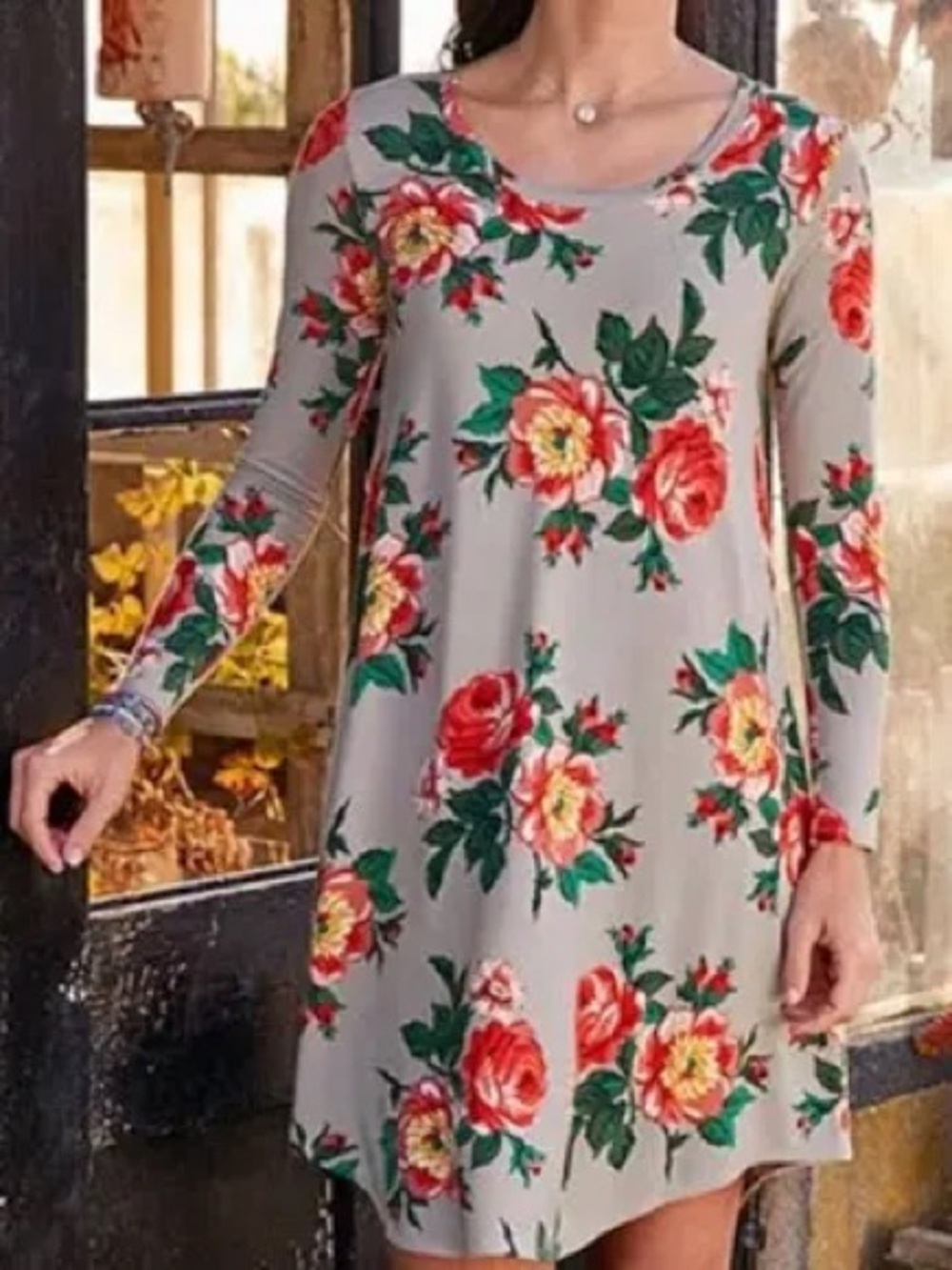 Matilda Jane Say I’m A Dreamer Dress Large Gray Long Sleeve Floral Cottagecore